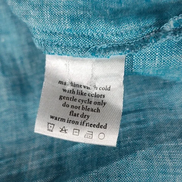 Island Company 100% linen blue shell kimono tunic coverup top M - Picture 8 of 10